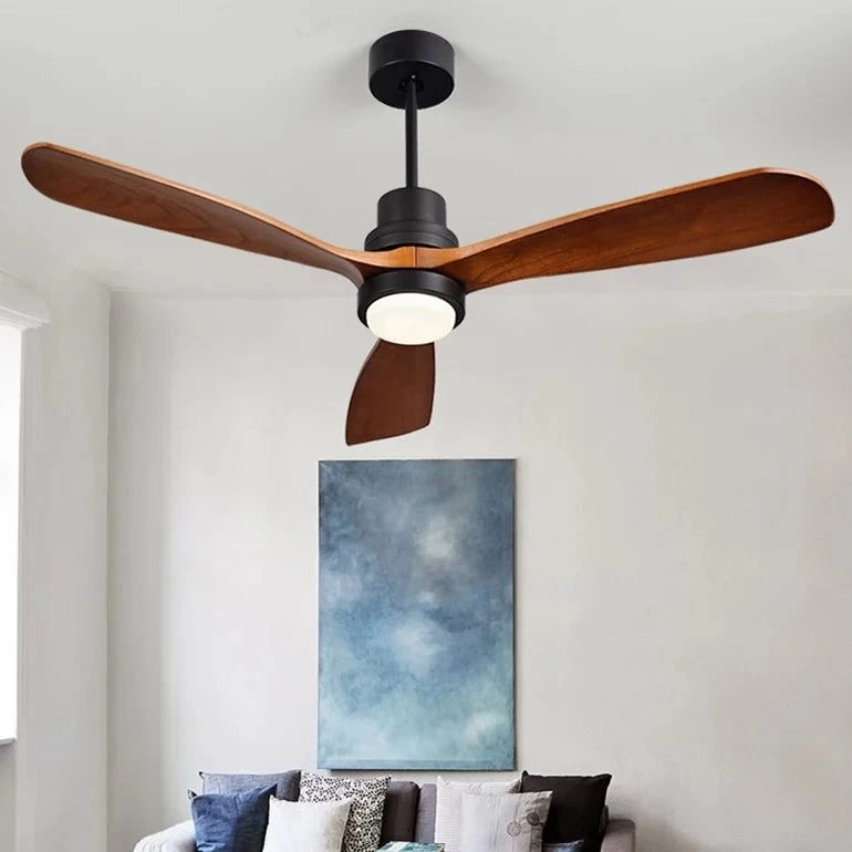 Wood Frequency Conversion Pendant Fan Light - Image 3