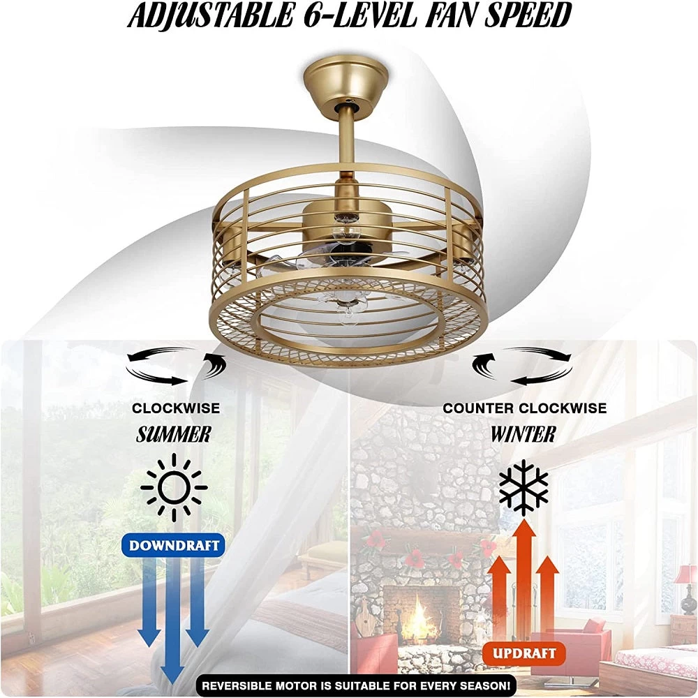 Modern Enclosed Ceiling Fan Indoor With Remote Control - Image 3