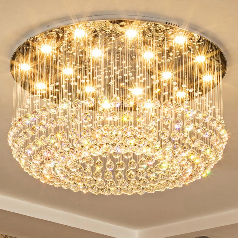 Petal Shape Raindrop Crystal Chandelier - Ceiling Light With Round Base - Image 2