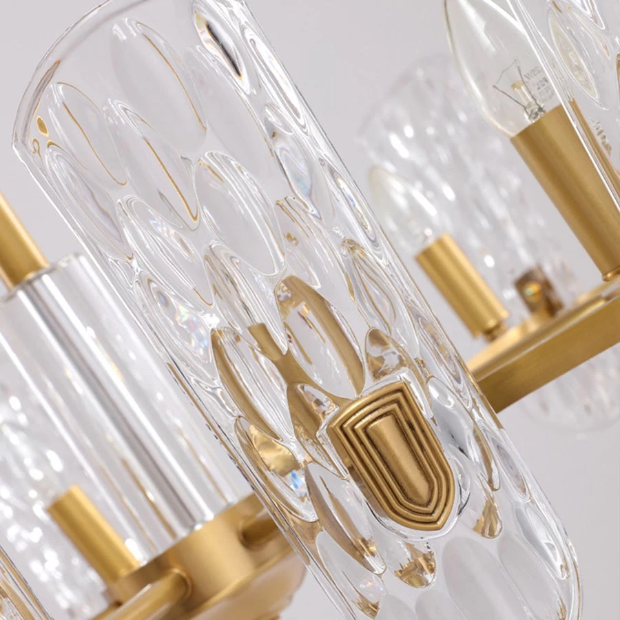 Luxury Brass Chandelier With Unique Wavy Shades - Image 5