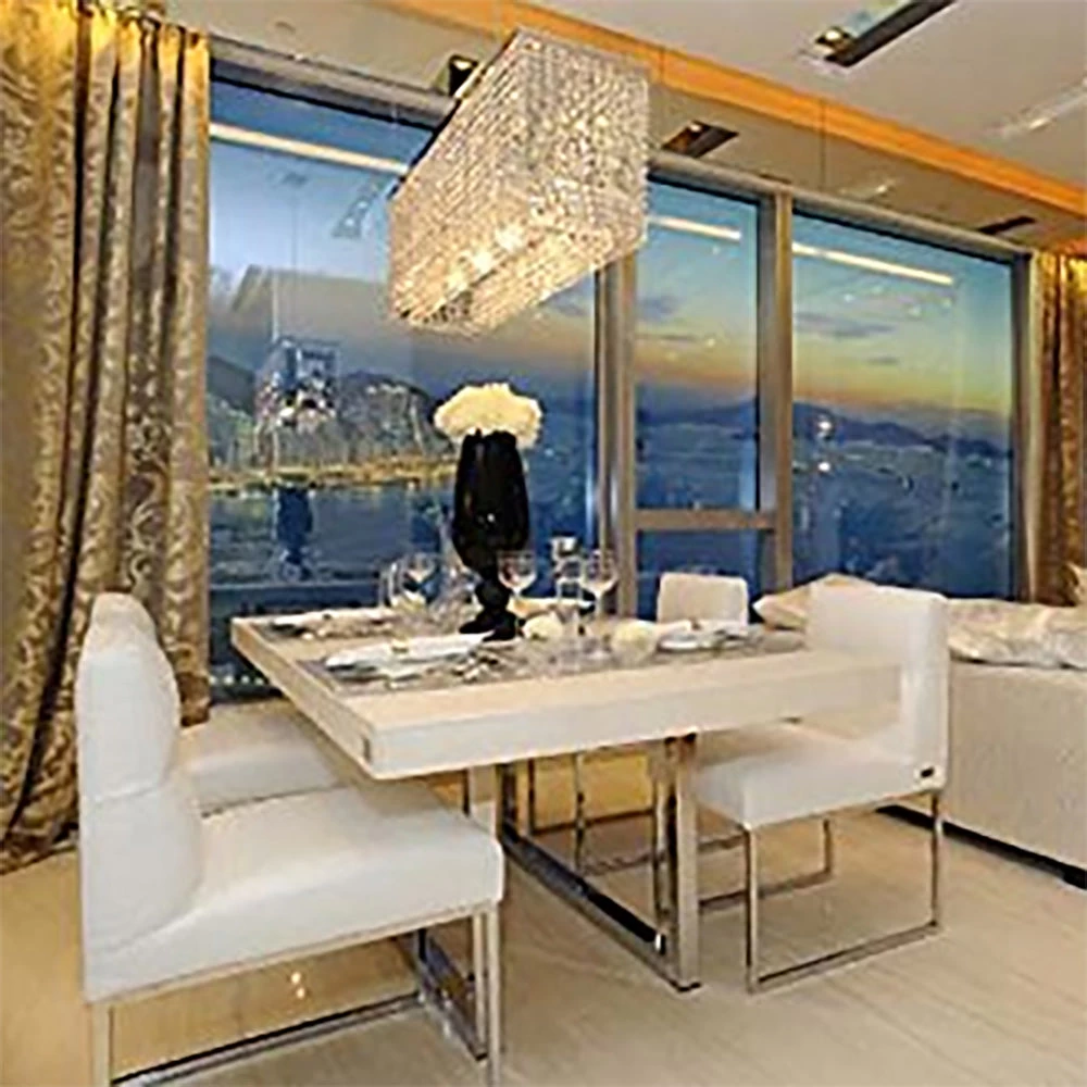 Contemporary Luxury Linear Rectangular Crystal Chandelier - Image 3