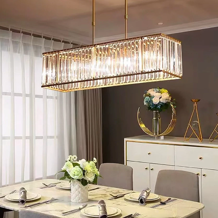 Rectangular Gold Frame Crystal Chandelier - Image 4