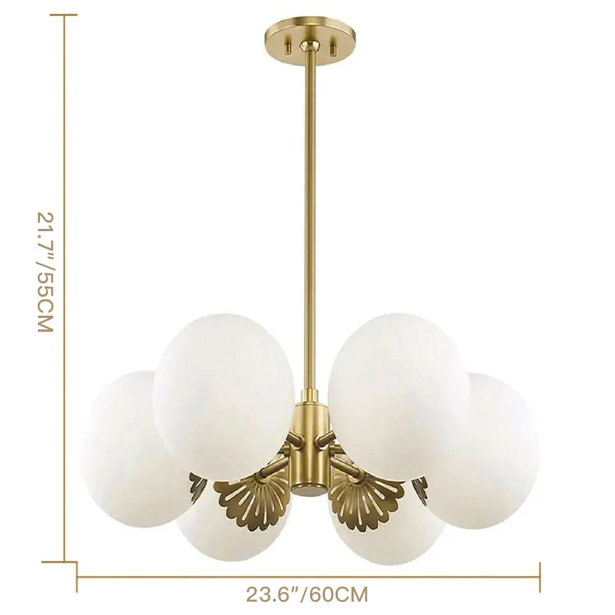 Modern Gold 6-Light White Glass Chandelier - Image 10