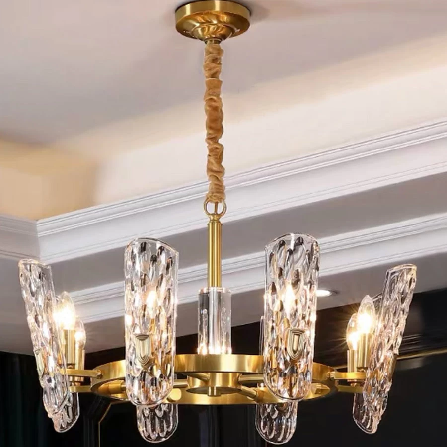 Luxury Brass Chandelier With Unique Wavy Shades - Image 4