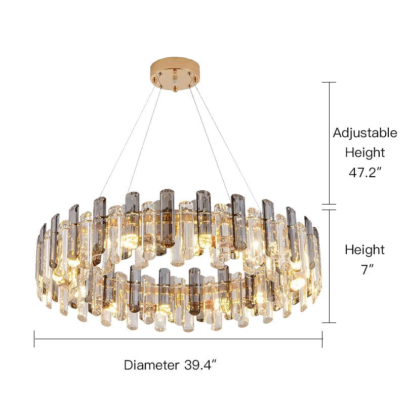 Round Glass Shade Gold Chandelier - Image 4