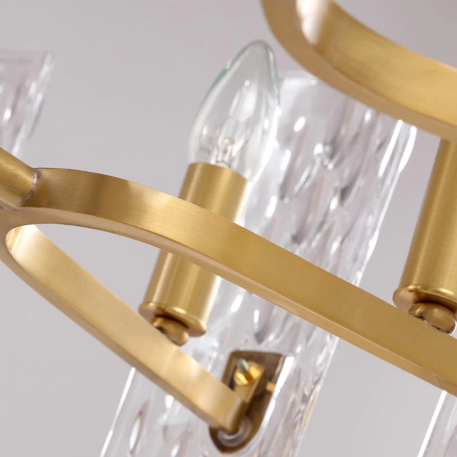 Luxury Brass Chandelier With Unique Wavy Shades - Image 6