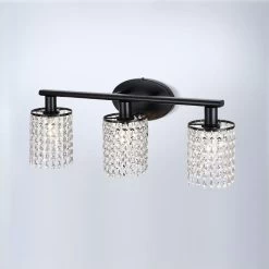 3 - Light Black Crystal Vanity Light