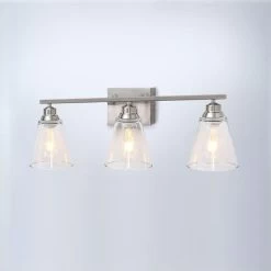 3-Light Clear Glass Vanity Light