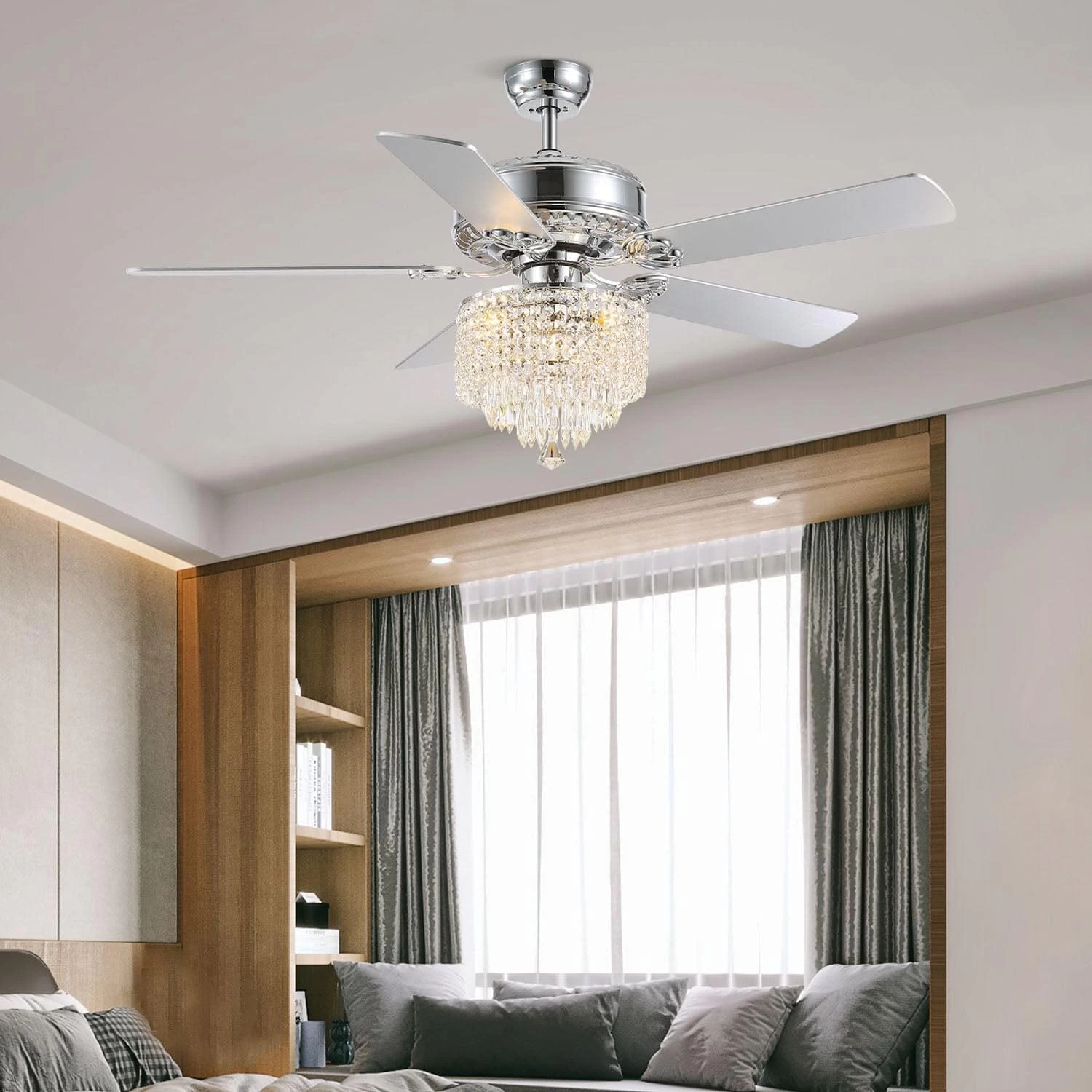 3 - Tier Raindrop Crystal Kitchen Ceiling Fan With Remote Control - Image 4