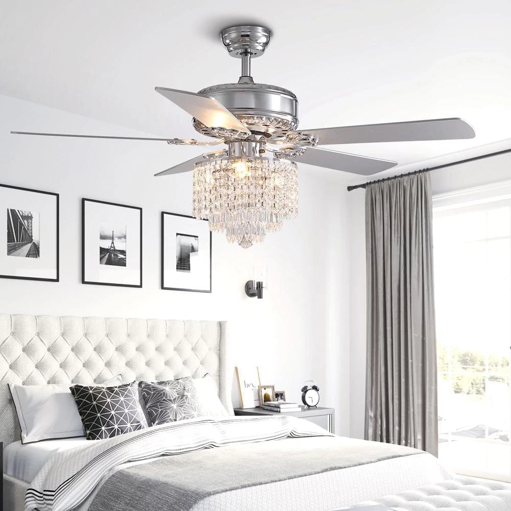 3 - Tier Raindrop Crystal Kitchen Ceiling Fan With Remote Control - Image 3