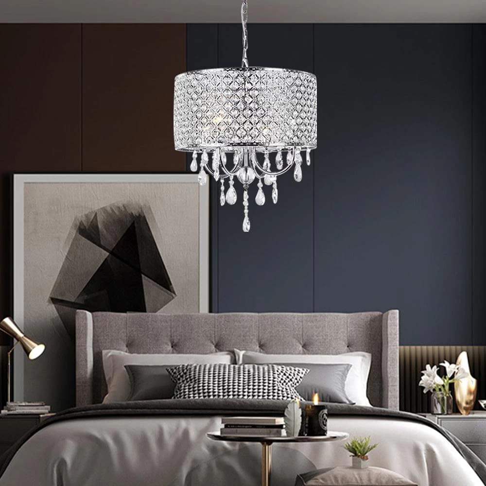 4-Light Candle Style Drum Crystal Chandelier - Image 2