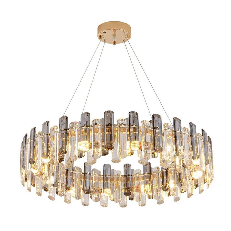 Round Glass Shade Gold Chandelier - Image 5