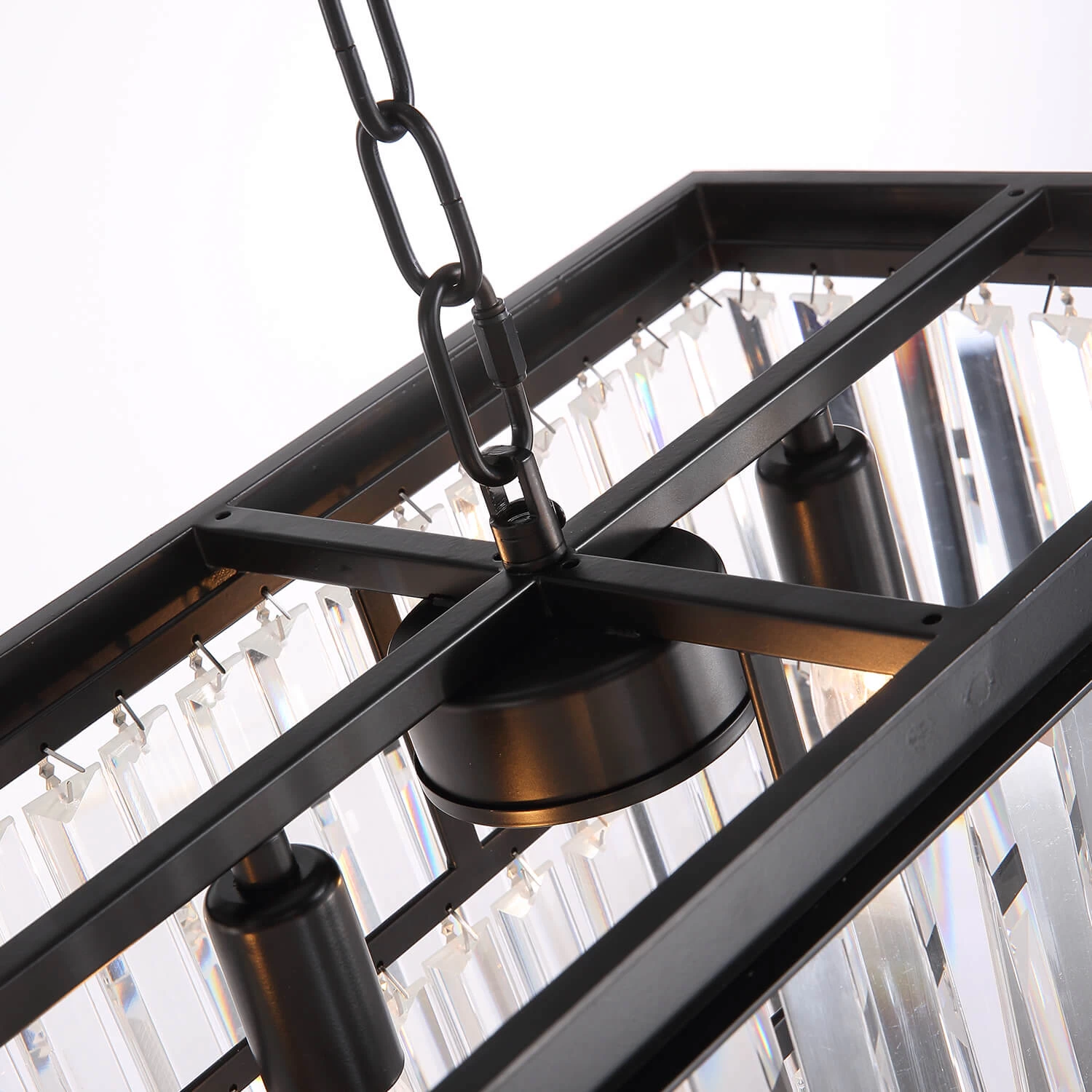 Vintage Clear Crystal Rectangular Chandelier - Dining Room - Image 7