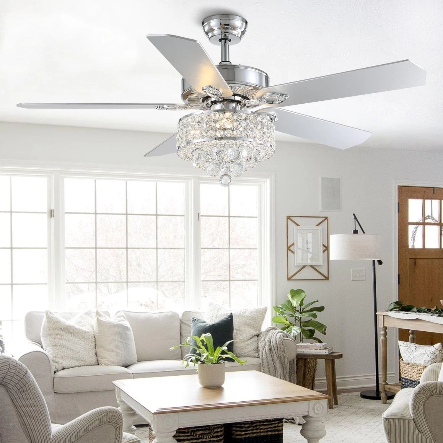 5 - Blade Luxury Crystal Ceiling Fan With Remote Control - Image 2
