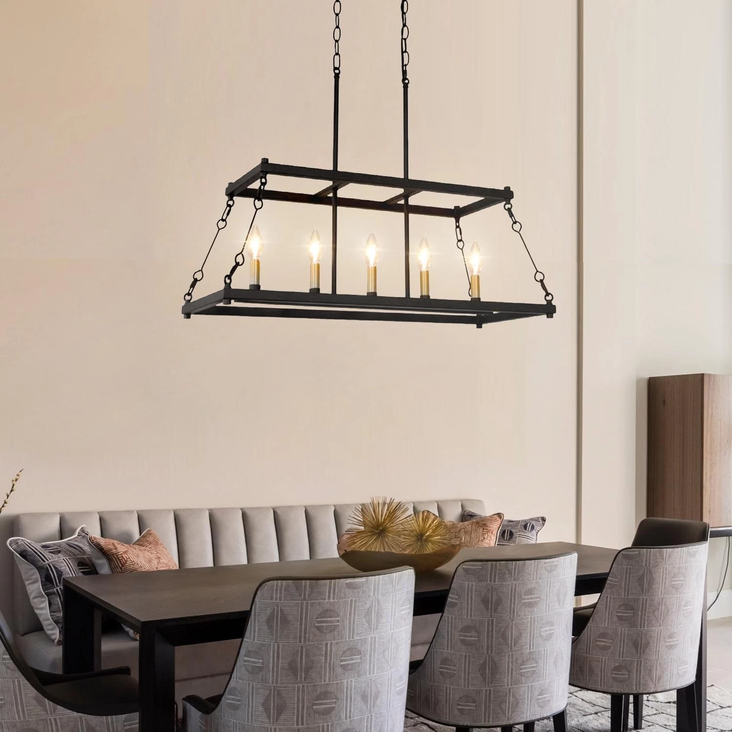 5-Light Black Kitchen Island Chandelier - Image 2