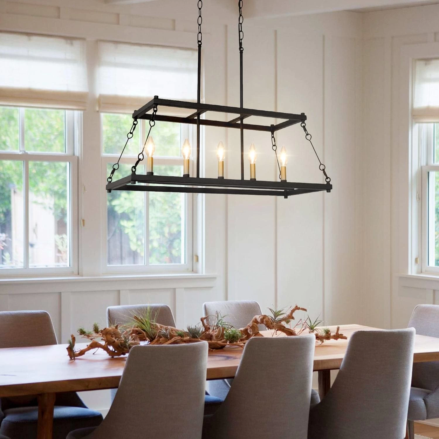 5-Light Black Kitchen Island Chandelier - Image 3