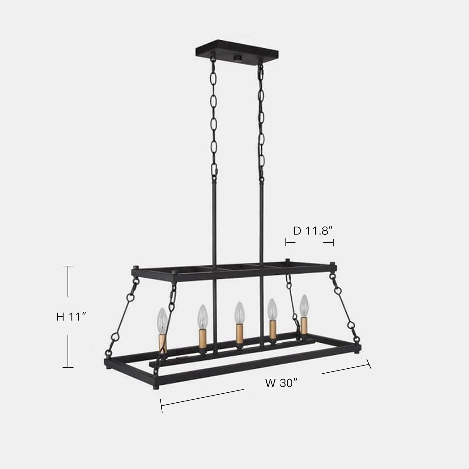 5-Light Black Kitchen Island Chandelier - Image 4