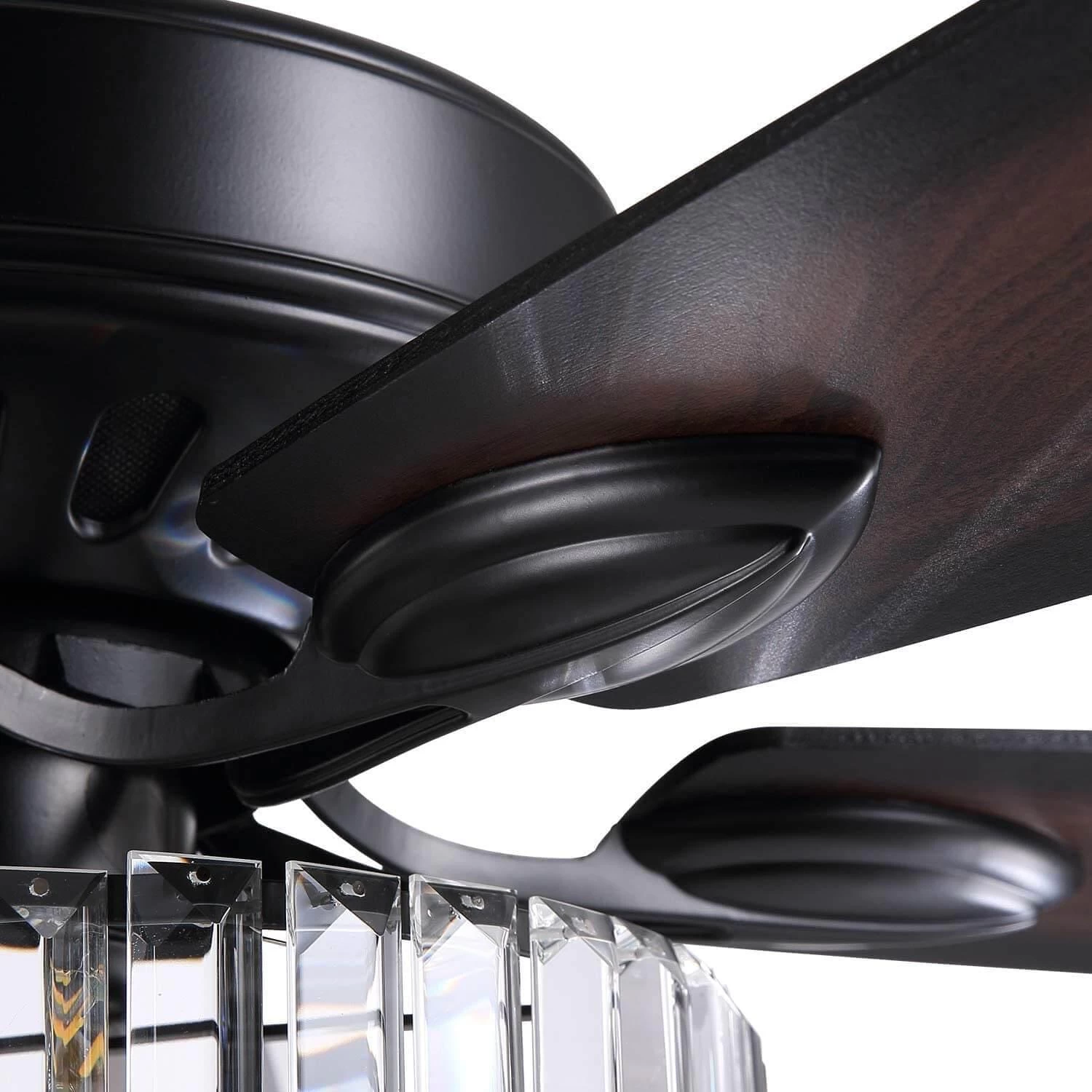 5 - Black Blade Clear Crystal Ceiling Fan With Remote Control For Living Room - Image 9