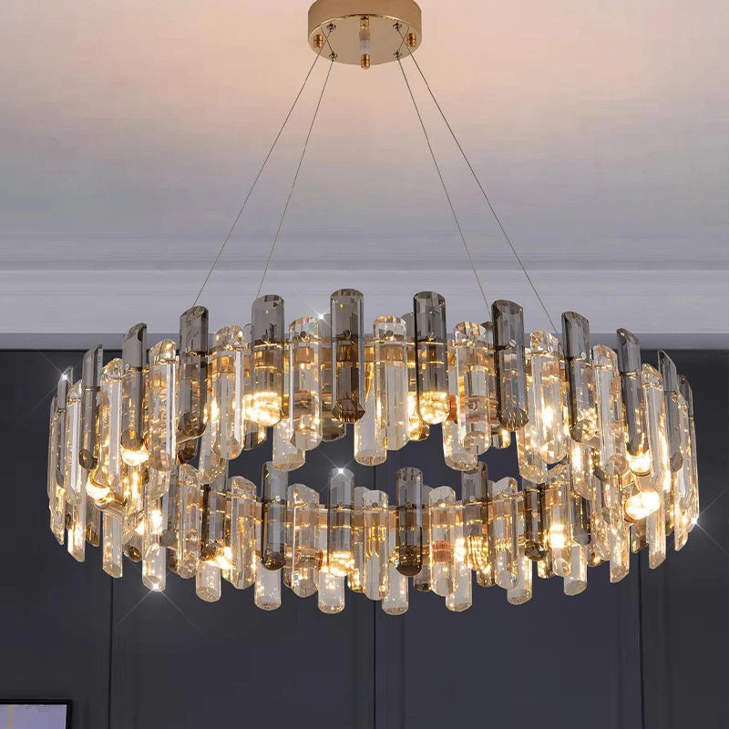 Round Glass Shade Gold Chandelier - Image 3