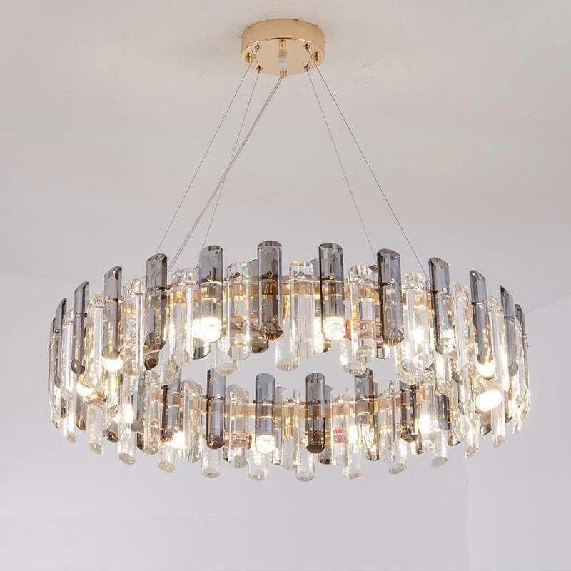 Round Glass Shade Gold Chandelier - Image 6