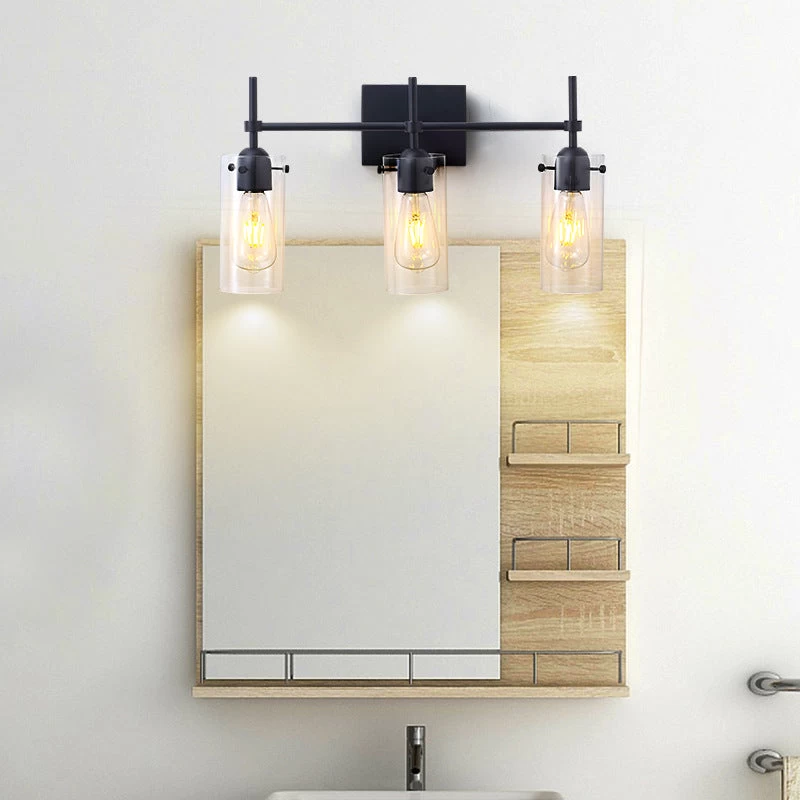 Black Clear Glass Modern Vanity Light - Image 3