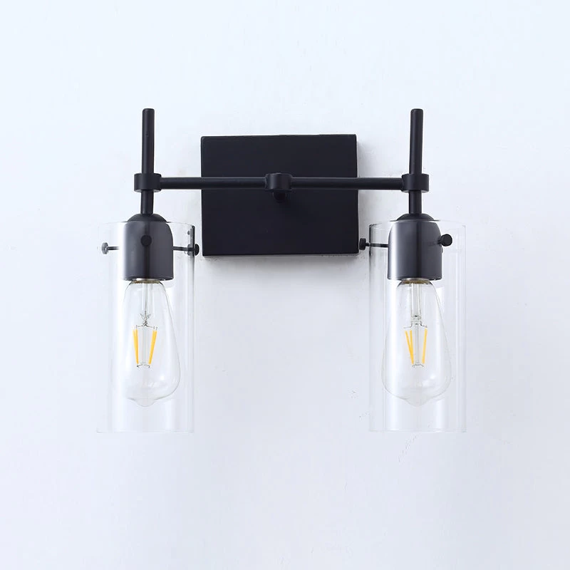 Black Clear Glass Modern Vanity Light - Image 9