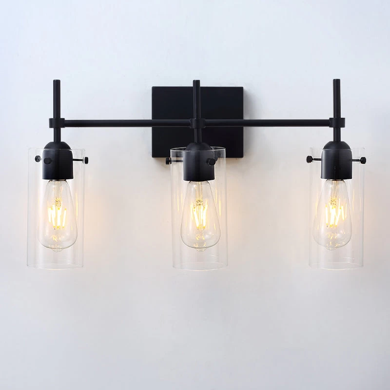 Black Clear Glass Modern Vanity Light - Image 7