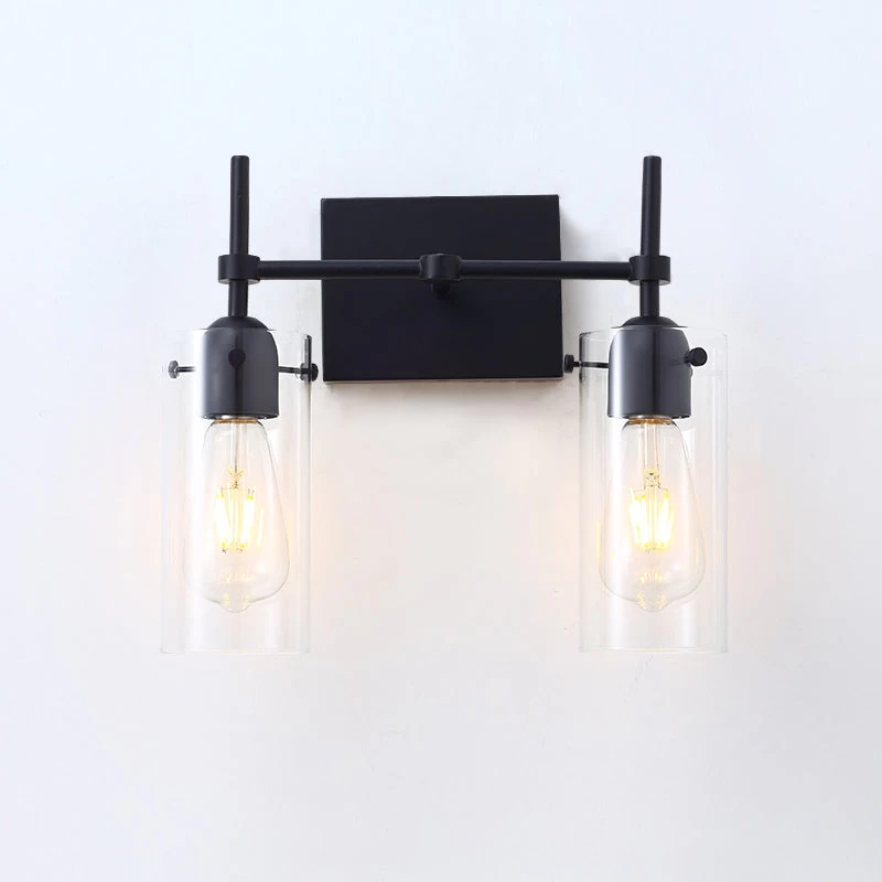 Black Clear Glass Modern Vanity Light - Image 8