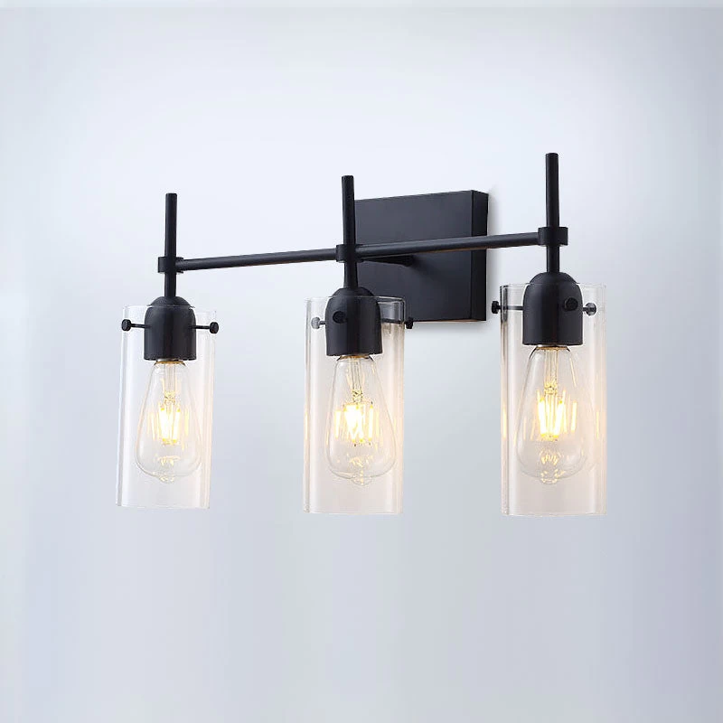 Black Clear Glass Modern Vanity Light
