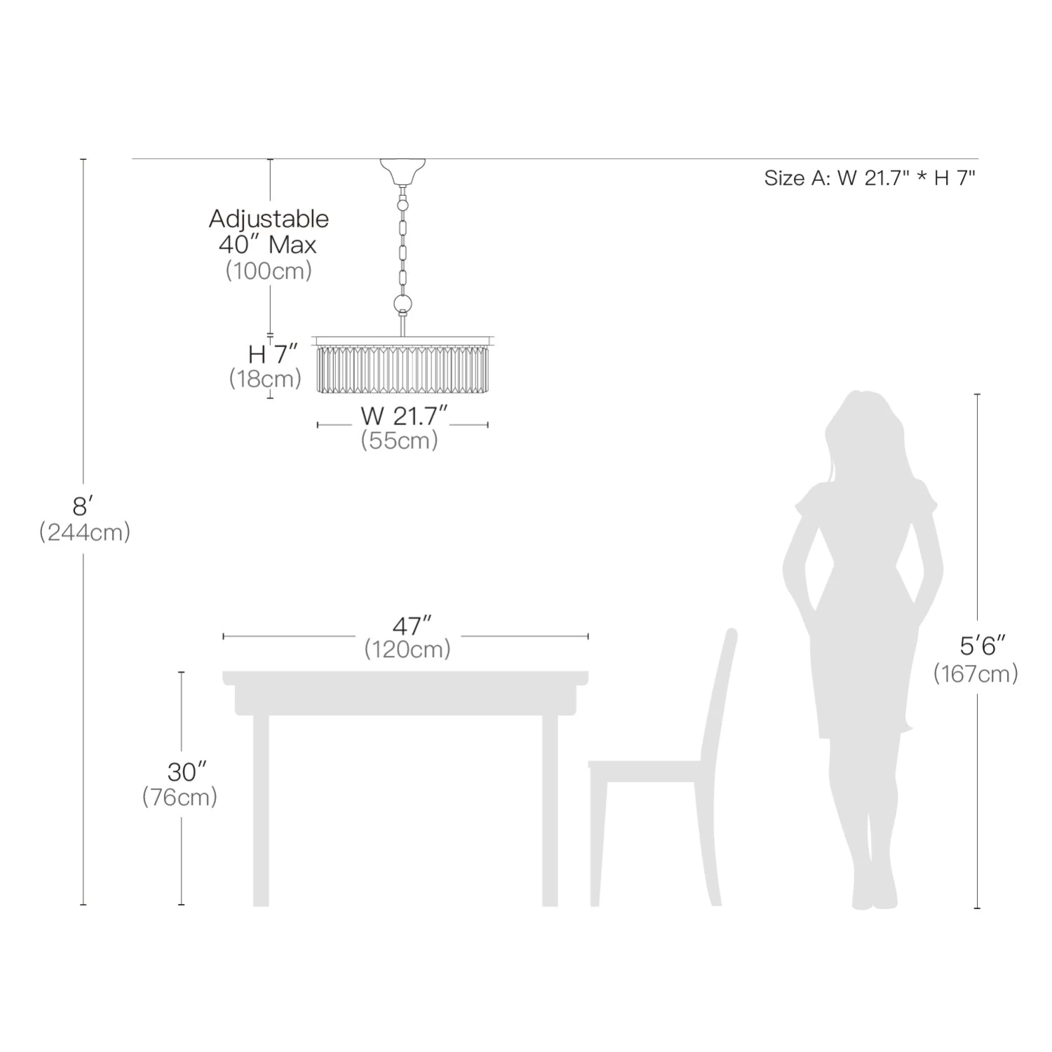 Black Crystal Chandelier - Round Design Pendant Light - Image 6