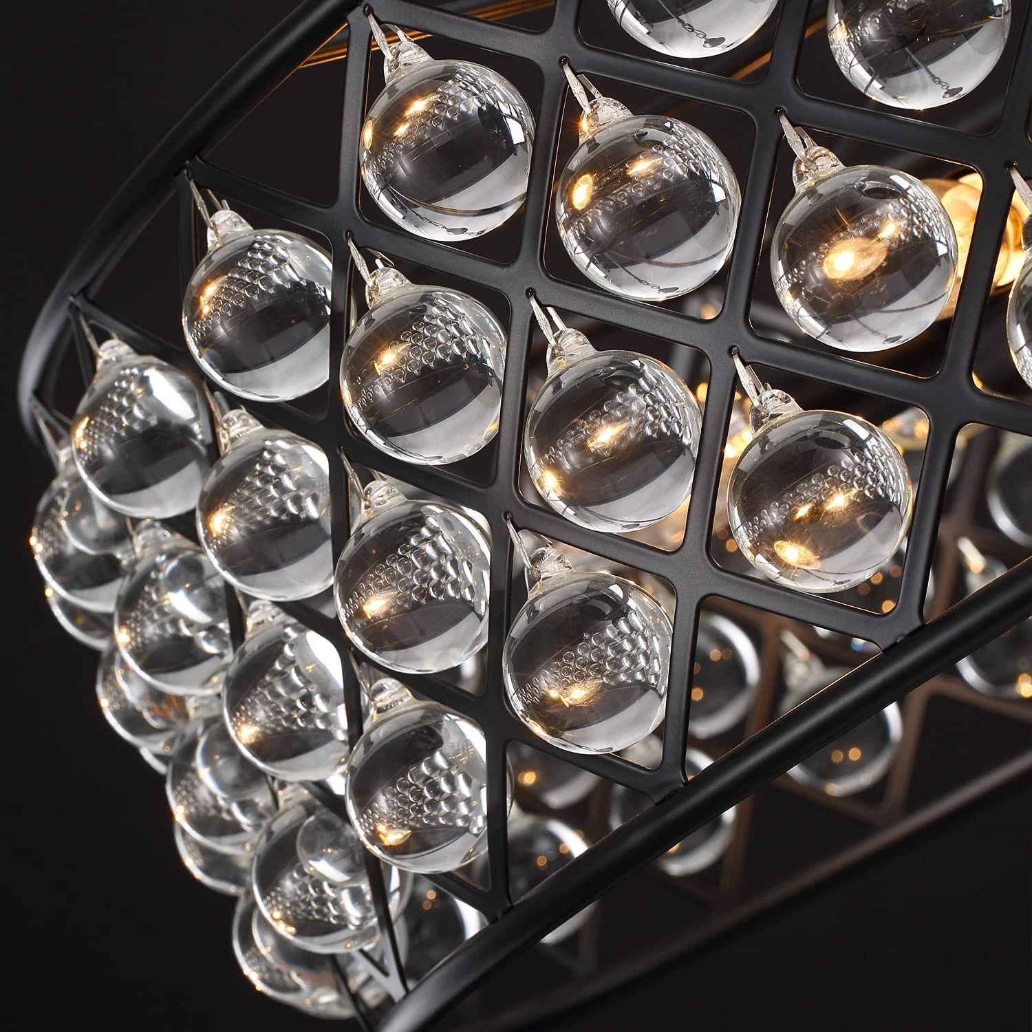Black Drum Shape Crystal Chandelier - Pendant Light - Image 10