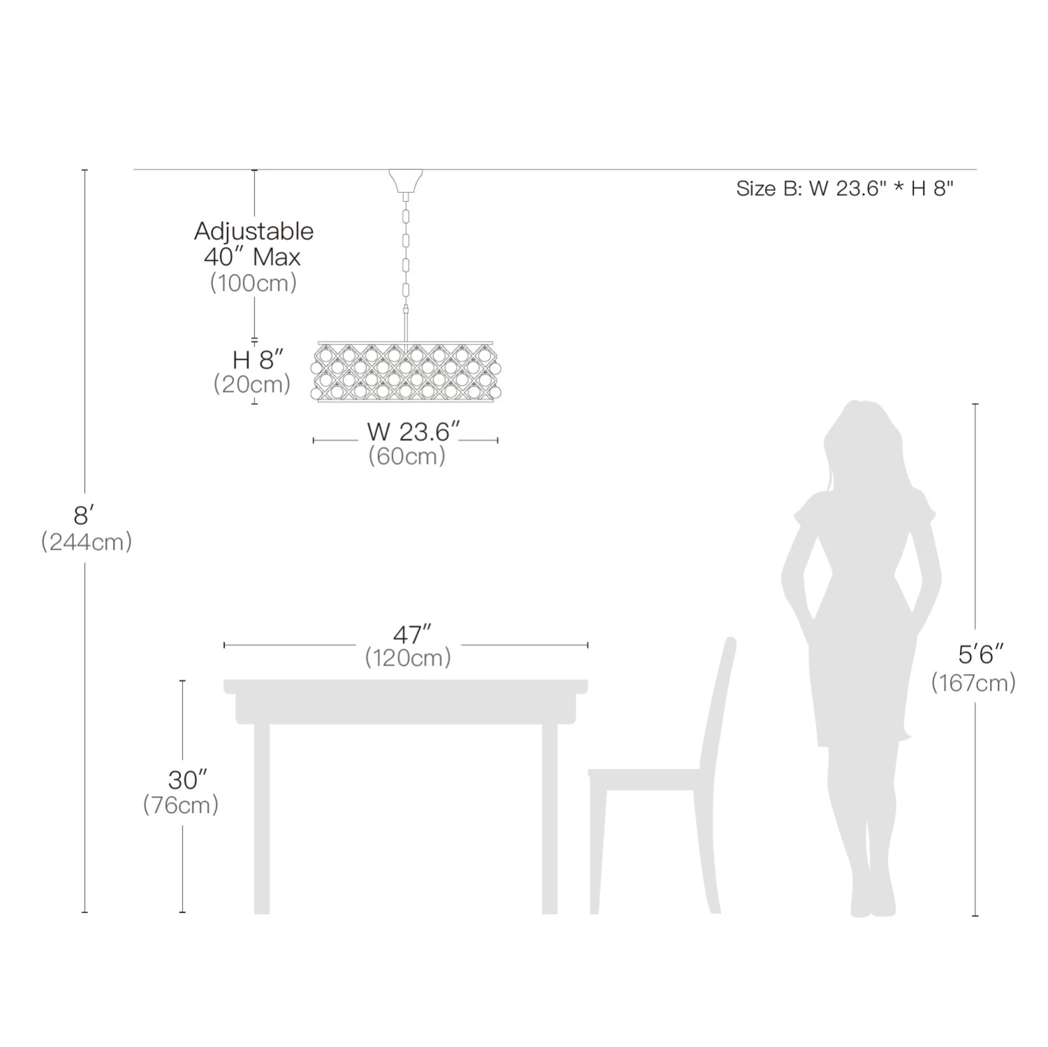 Black Drum Shape Crystal Chandelier - Pendant Light - Image 4