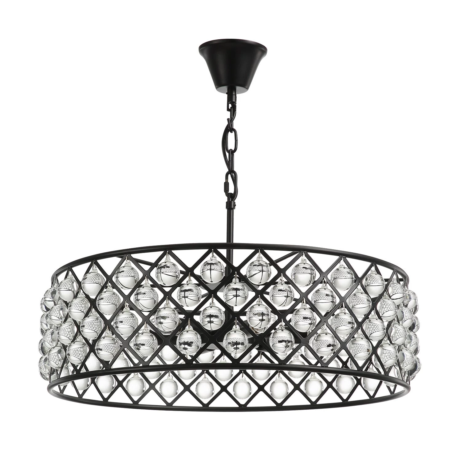Black Drum Shape Crystal Chandelier - Pendant Light - Image 5