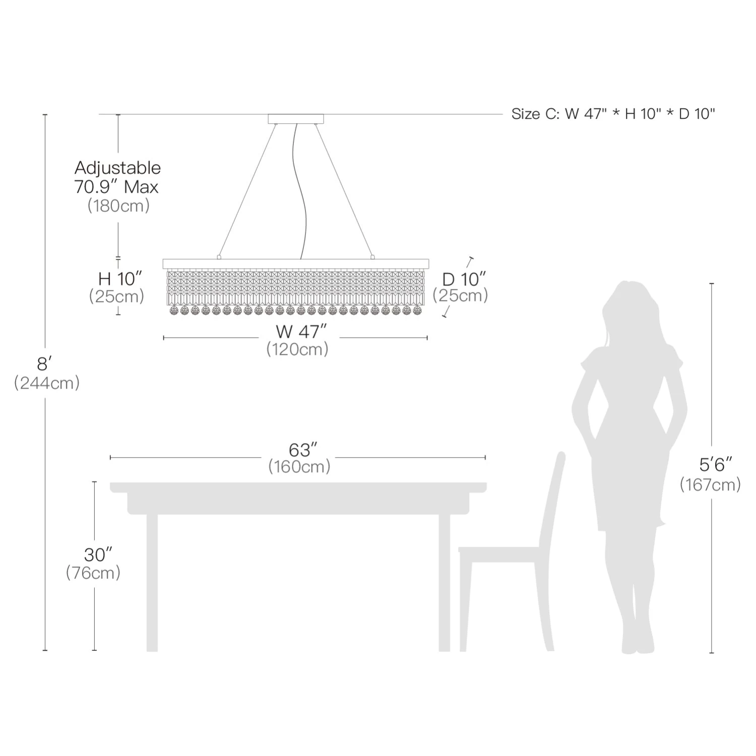 Rectangular Crystal Chandelier - Dining Room Crystal Chandeliers - Image 5