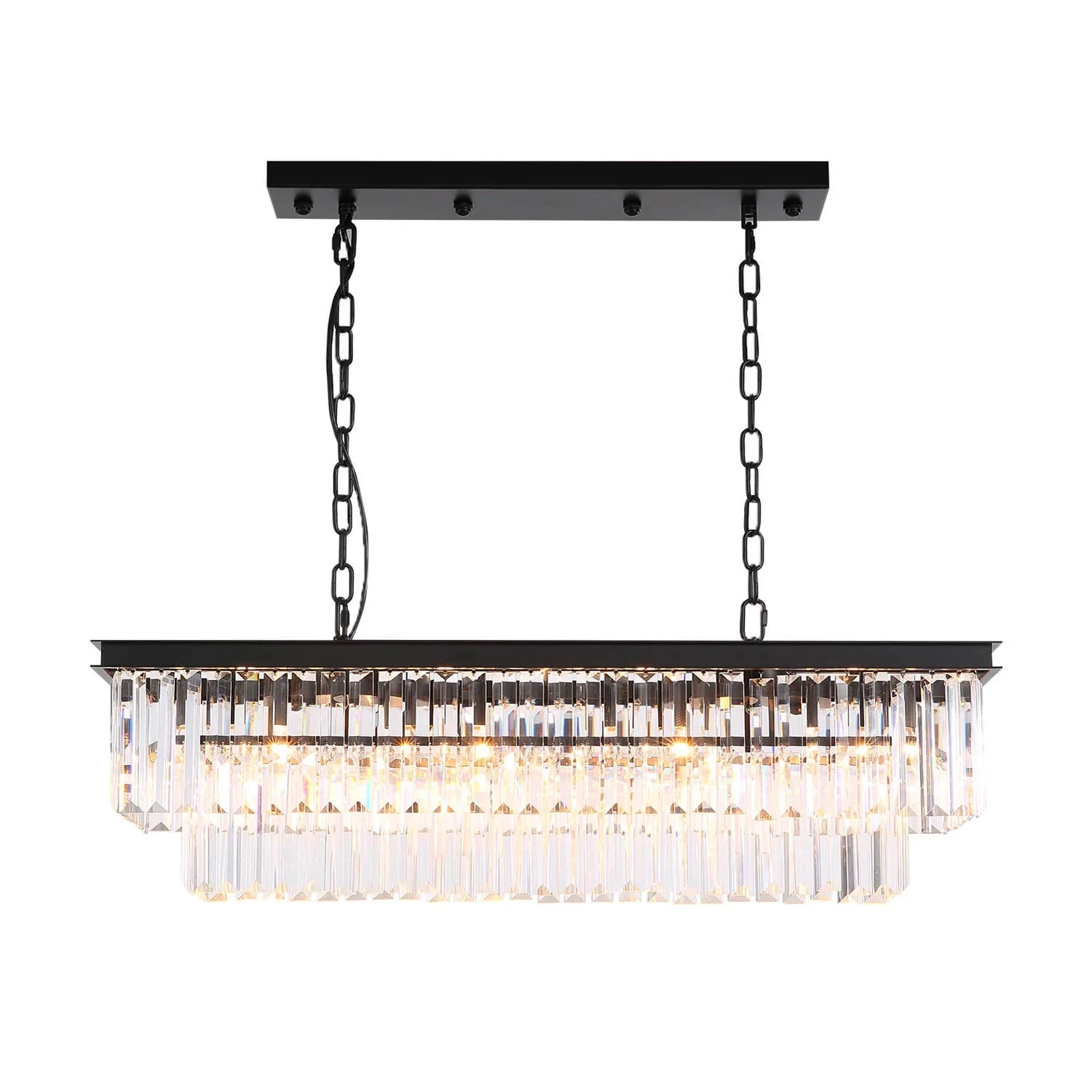 Vintage Clear Crystal Rectangular Chandelier - Dining Room - Image 5