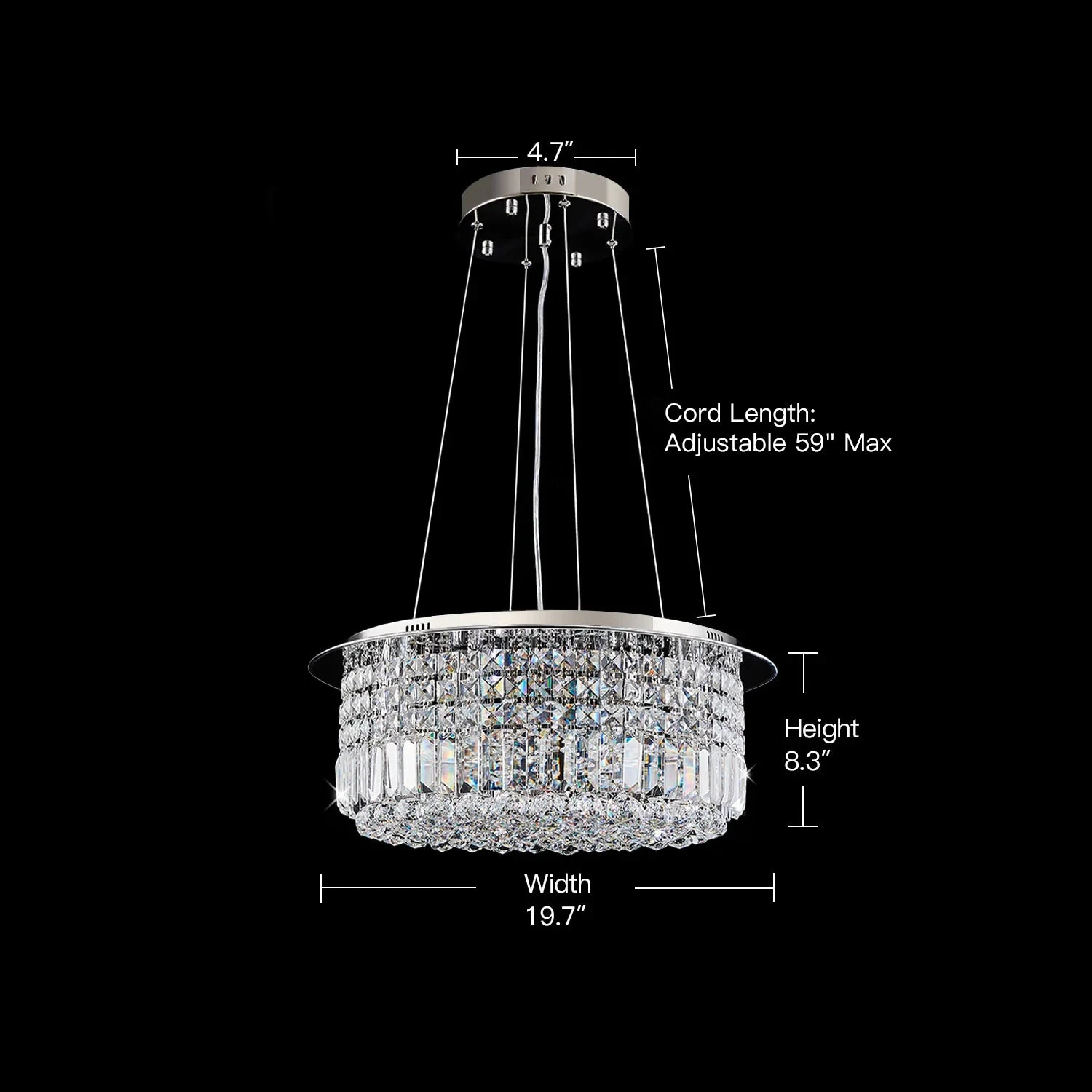 Modern Round Drum Crystal Chandelier - Image 6