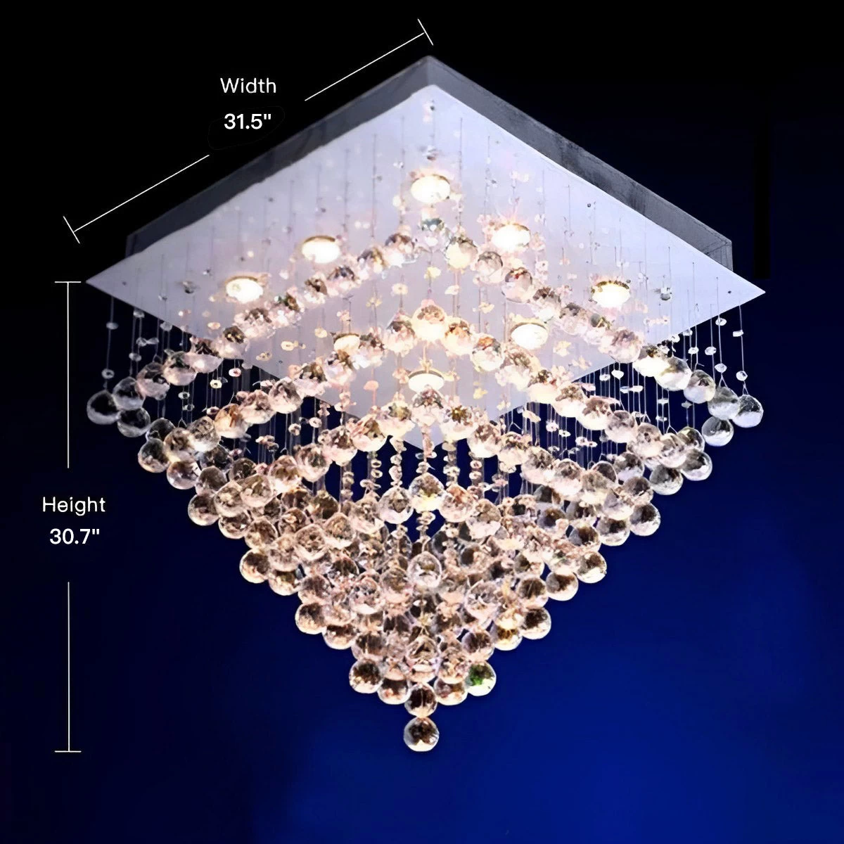 Square Seven Tiers Crystal Raindrop Chandelier - Ceiling Lights - Image 2
