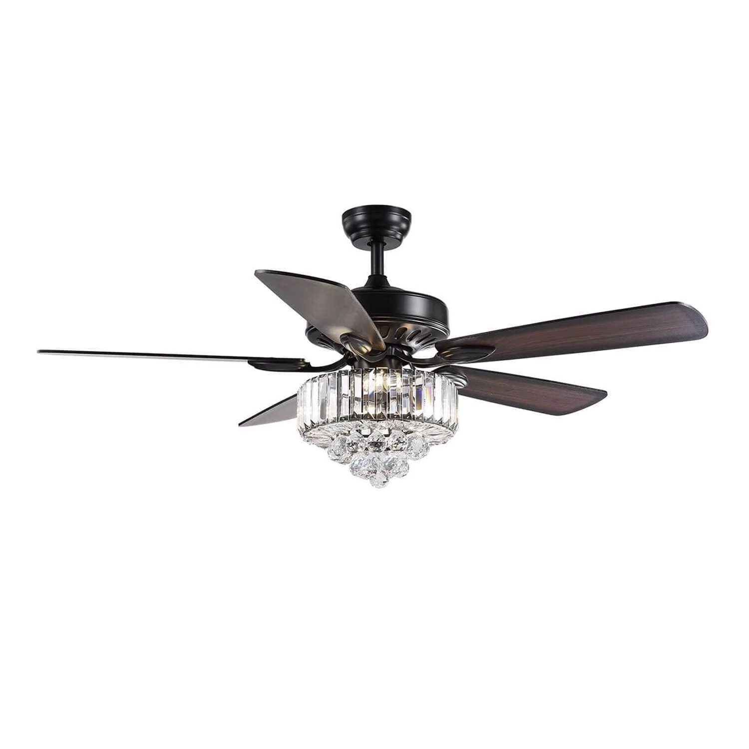 5 - Black Blade Clear Crystal Ceiling Fan With Remote Control For Living Room - Image 7