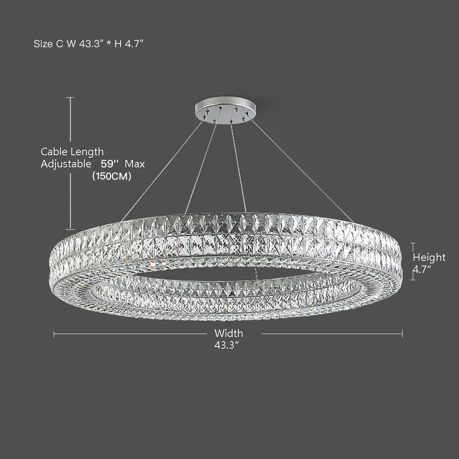 Luxury Style One Ring Crystal Chandelier - Living Room - Image 6