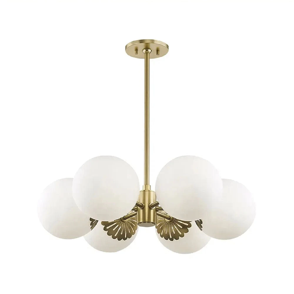 Modern Gold 6-Light White Glass Chandelier - Image 5