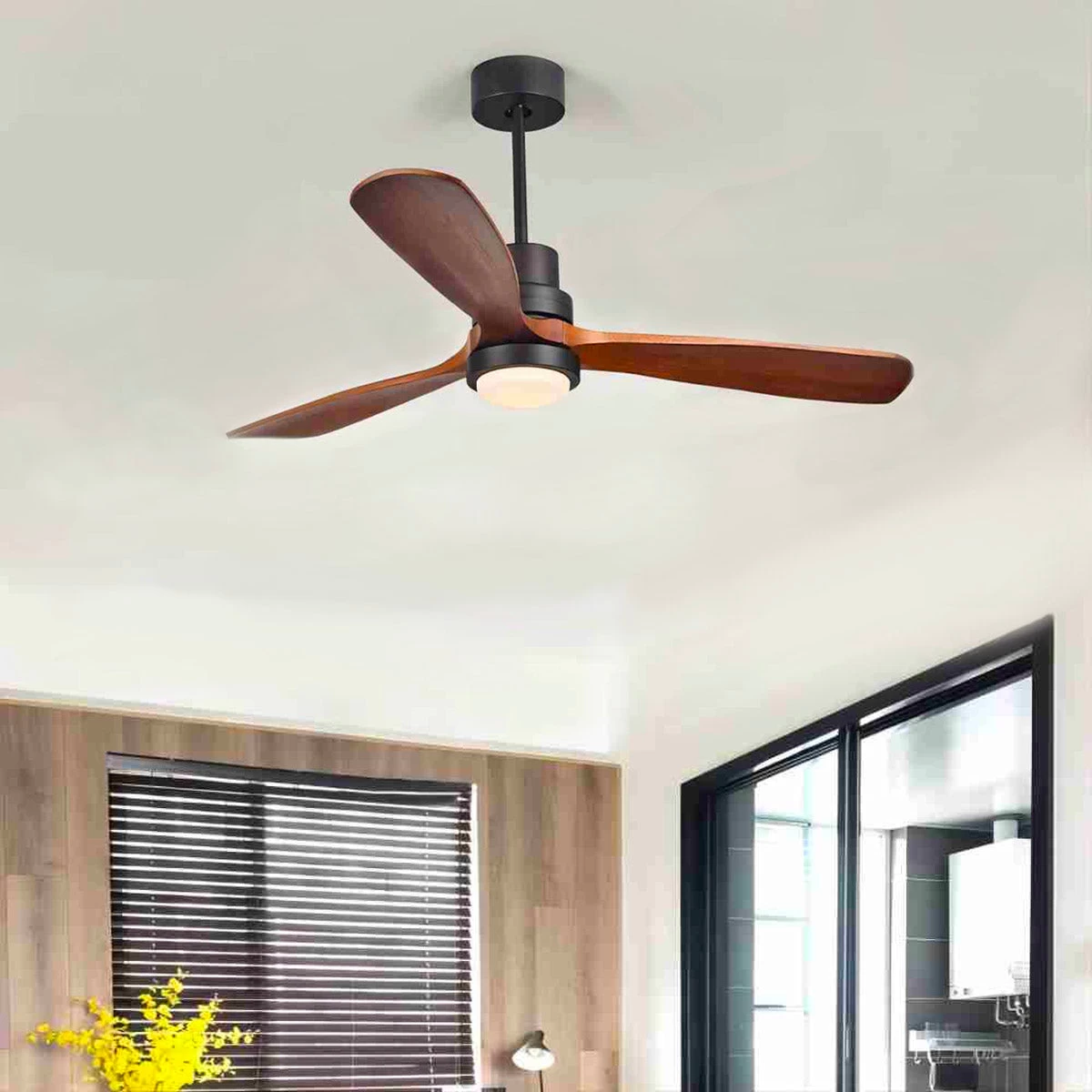 Wood Frequency Conversion Pendant Fan Light - Image 2