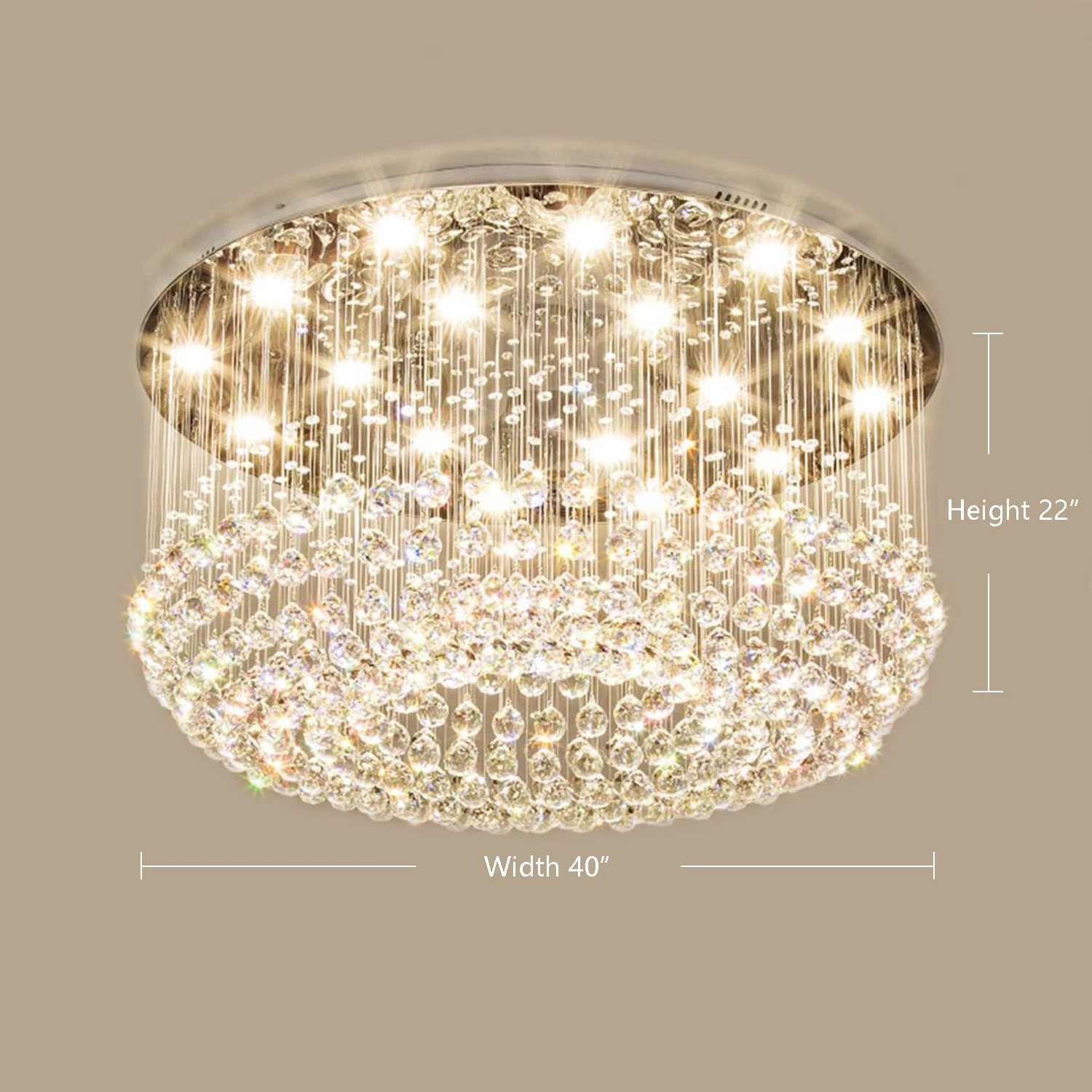 Petal Shape Raindrop Crystal Chandelier - Ceiling Light With Round Base - Image 3