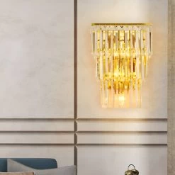 Luxury TV Background Postmodern Crystal Wall Light