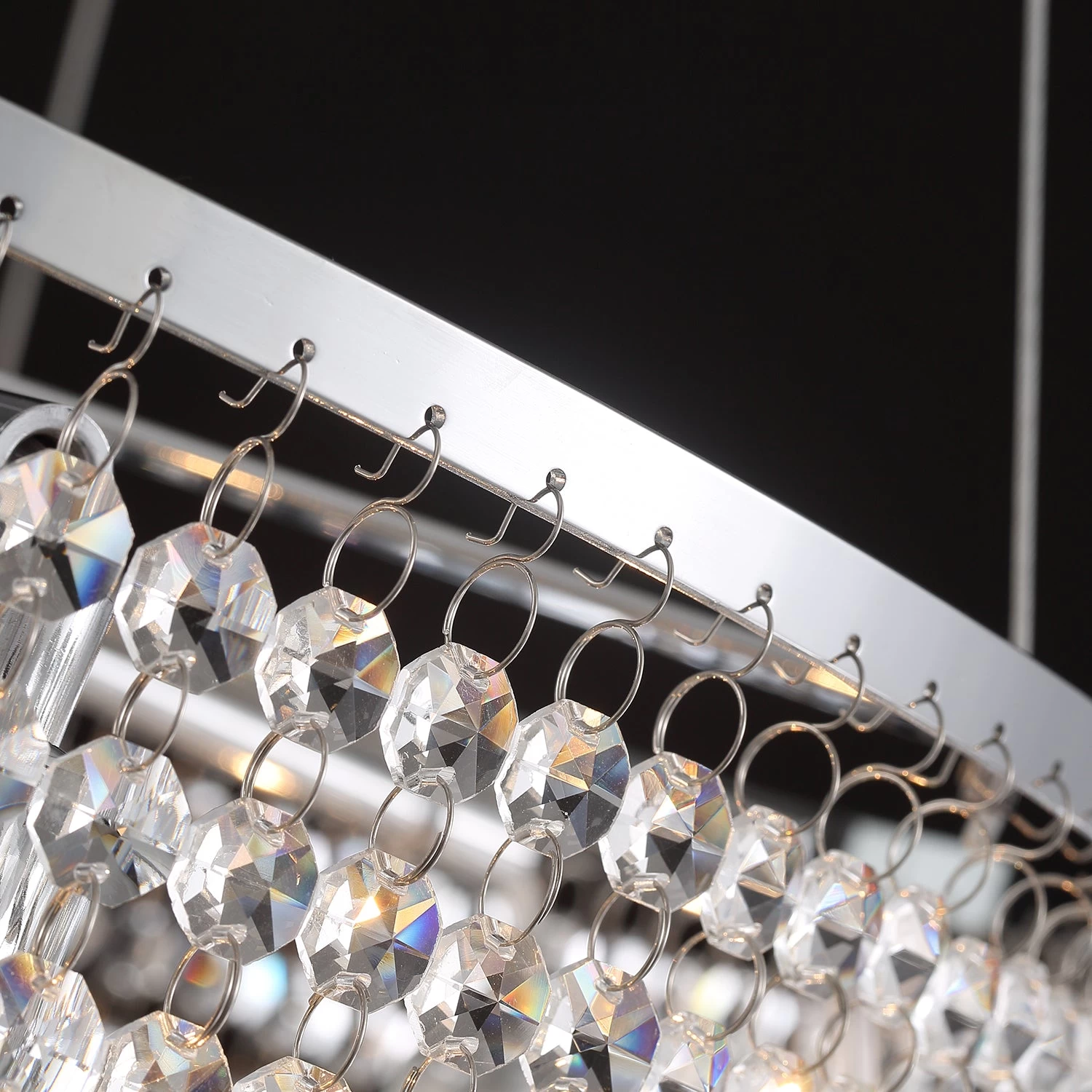 Luxury Linear Round Contemporary Island Crystal Chandelier - Image 9