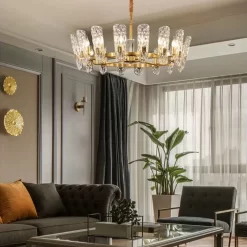 Luxury Brass Chandelier With Unique Wavy Shades
