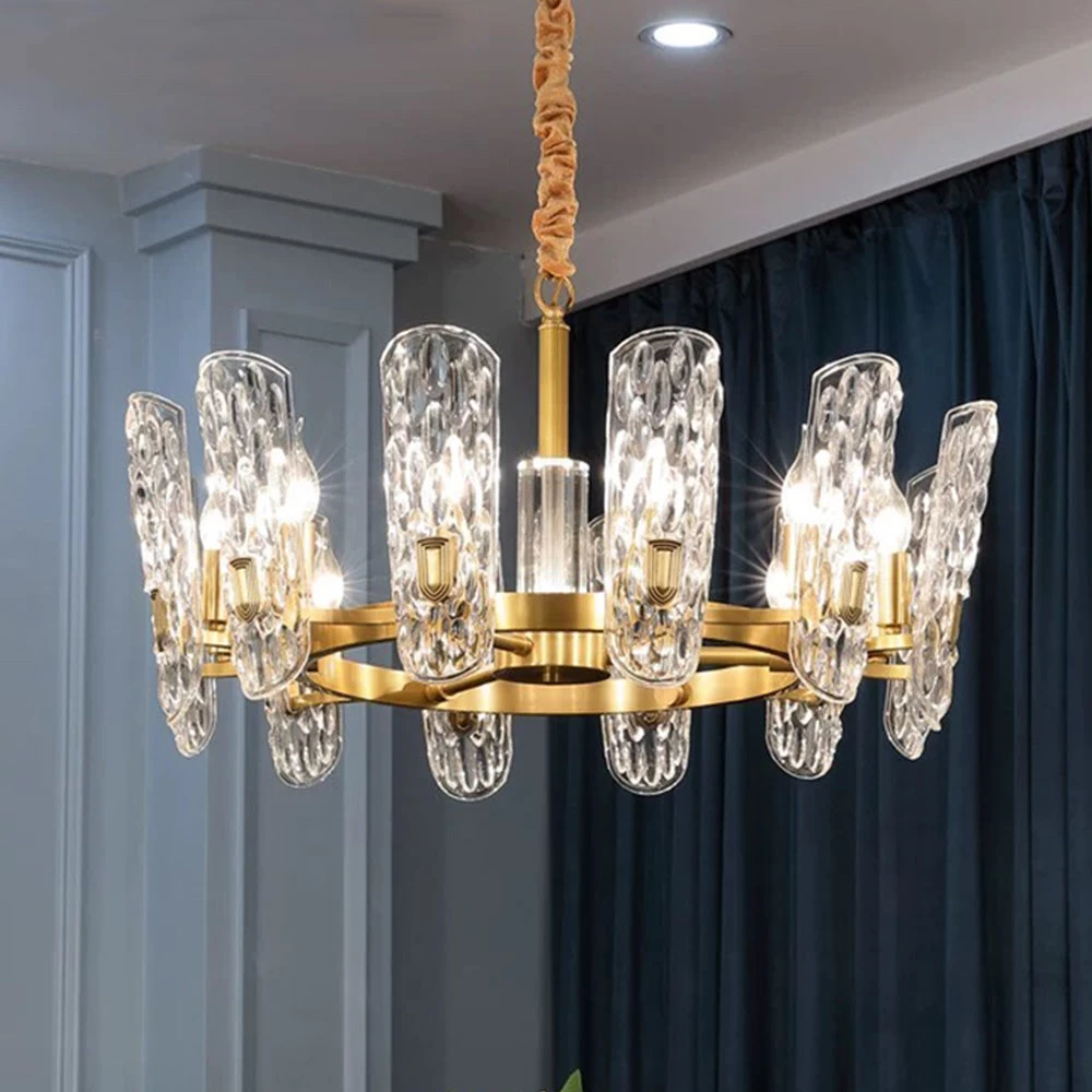 Luxury Brass Chandelier With Unique Wavy Shades - Image 2