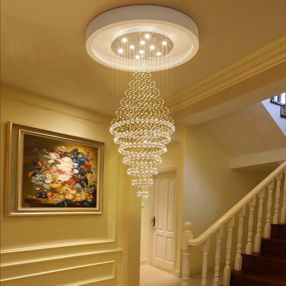 Luxury Modern Round Crystal Chandelier - Staircase Lighting Fixture - Image 2