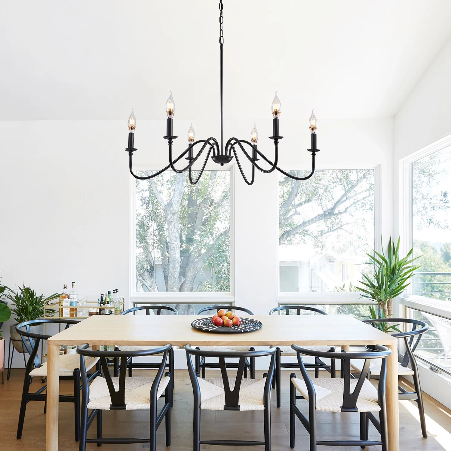 Modern Farmhouse Black MetalChandelier - Image 2
