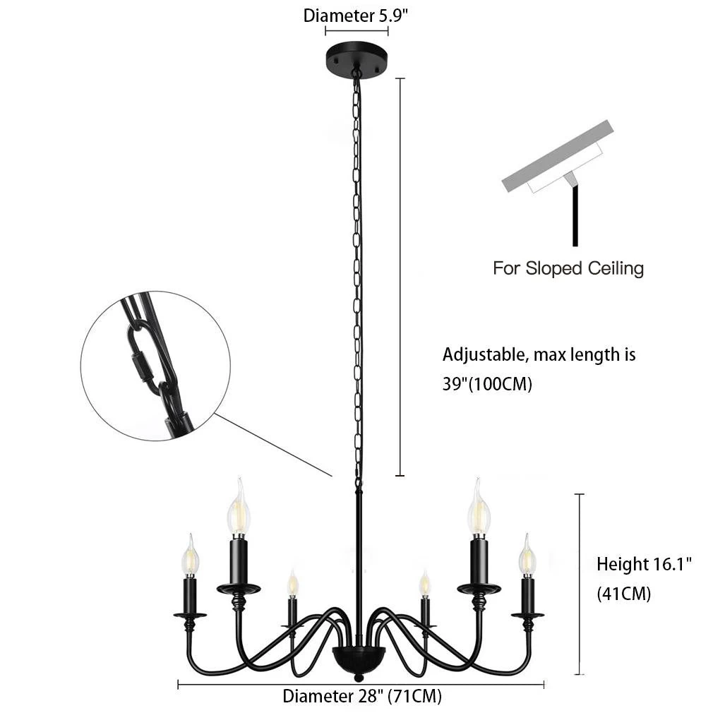 Modern Farmhouse Black MetalChandelier - Image 6