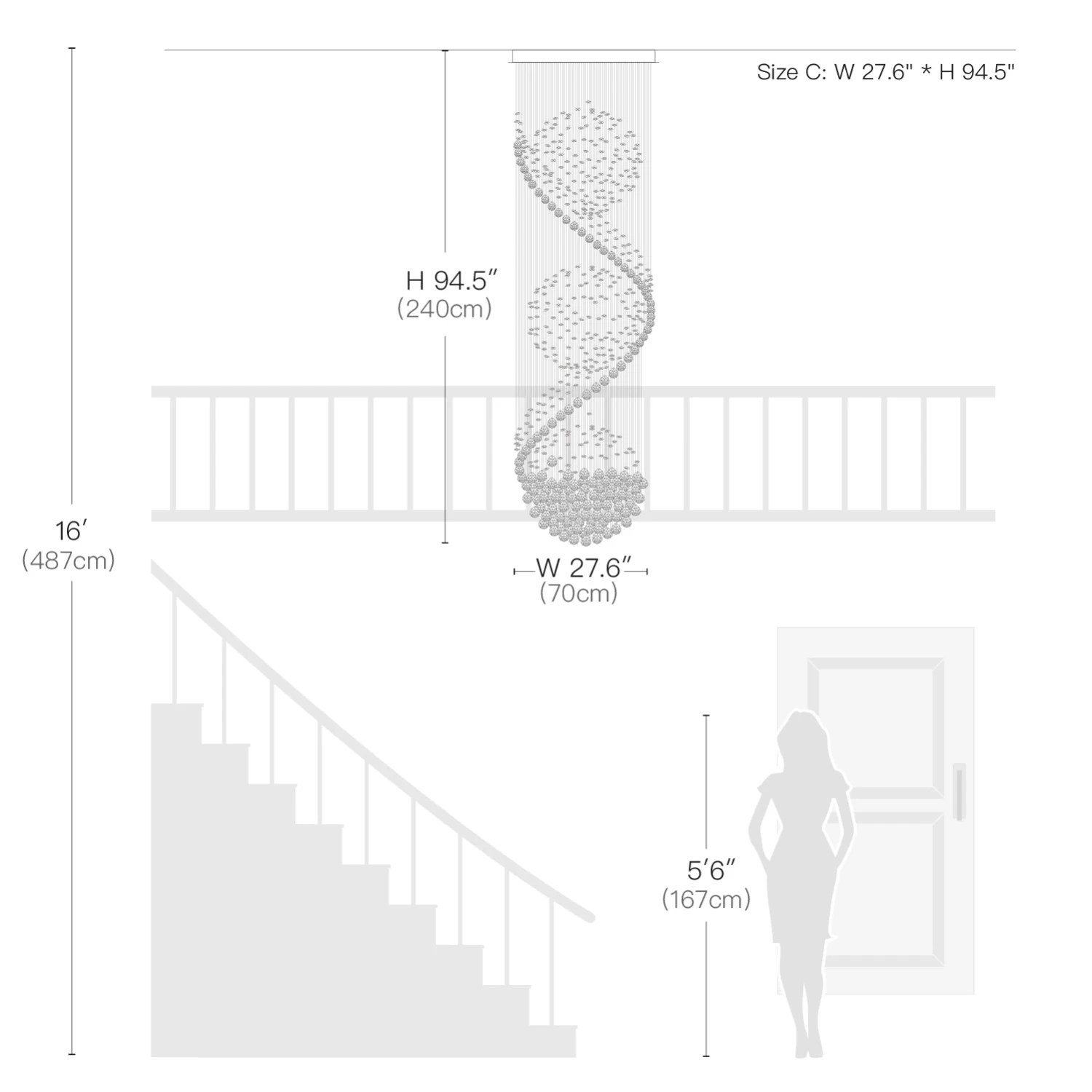 Modern Spiral Three Sphere Raindrop Crystal Chandelier Lighting - Image 6